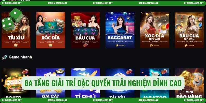 Ba tầng giải trí đặc quyền trải nghiệm đỉnh cao