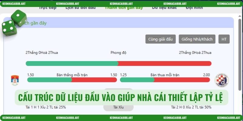 Cấu trúc dữ liệu đầu vào giúp nhà cái thiết lập tỷ lệ 