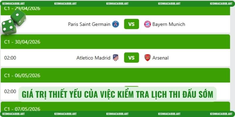 Giá trị thiết yếu của việc kiểm tra Lịch thi đấu sớm