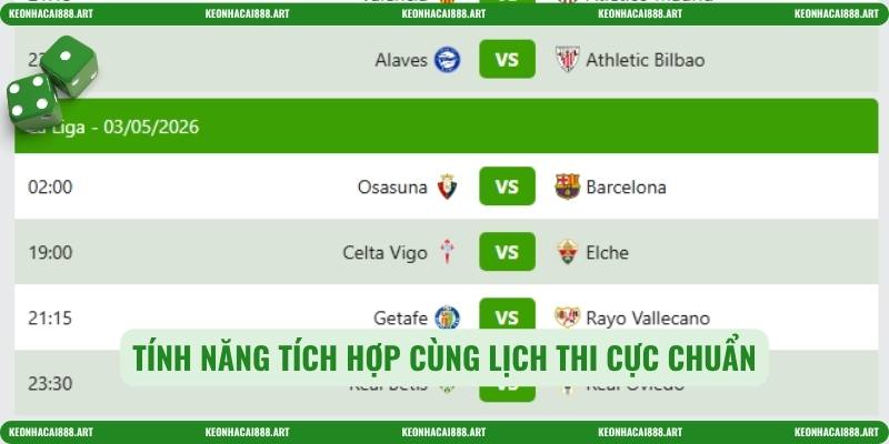 Tính năng tích hợp cùng lịch thi cực chuẩn